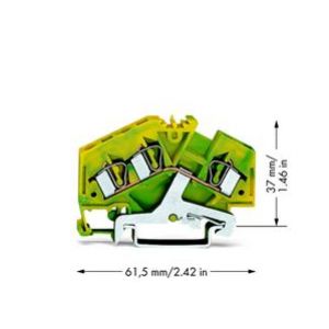 Złączka szynowa PE 3-przewodowa 4mm2 żółto-zielona 281-637 /100szt./ WAGO (281-637)