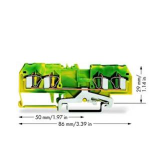 Złączka szynowa ochronna 4-przewodowa 4mm2 żółto-zielona 281-657 /50szt./ WAGO (281-657)