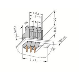 złączka przepustowa 4 mm2 poł. konektorowe, do płyt 2,5 mm (226-111)