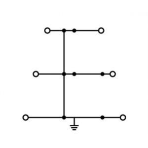 Złączka trzypiętrowa PE 2,5mm2 żółto-zielona / żółto-zielona / żółto-zielona 280-597 /40szt./ WAGO (280-597)