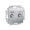 Simon 15 Gniazdo antenowe DATA-TV. Dwa porty wyjściowe typu "F" . Tłumienie: DATA -4 dB TV-5 dB. Częstotliwość dla wejścia 5–1000 MHz aluminium (met.)  produkt wycofany 1591049-026 KONTAKT (1591049-026)