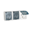 Simon Aquarius Gniazdo wtyczkowe potrójne z uziemieniem Schuko bryzgoszczelne IP54 klapka transparentna 16A 250Vzaciski śrubowe biały AQGSZ1-3/11A (AQGSZ1-3/11A)