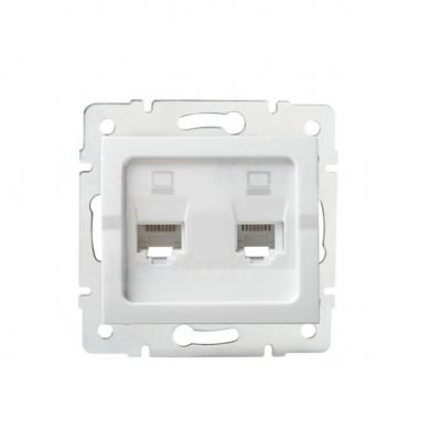 LOGI Gniazdo komputerowe podwójne niezależne (2x RJ45Cat 5e Jack) Biały 021410002 25110 KANLUX (25110)