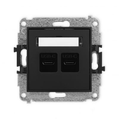 MINI Mechanizm ładowarki USB podwójnej 2xUSB C, 20W max. czarny mat (12MCUSB-7)