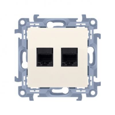 Simon 10 Gniazdo komputerowe podwójne RJ45 kategoria 6 ekranowane krem C62E.01/41 KONTAKT (C62E.01/41)