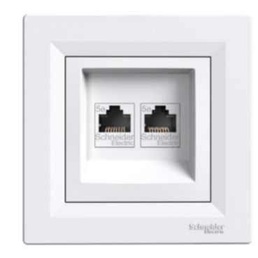 Asfora gniazdo komputerowe 2x RJ45 kat.5e UTP biały EPH4400121 SCHNEIDER (EPH4400121)