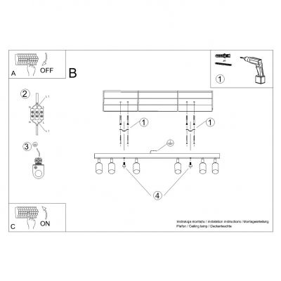 Plafon WINX 6L czarny/miedź (SL.1380)