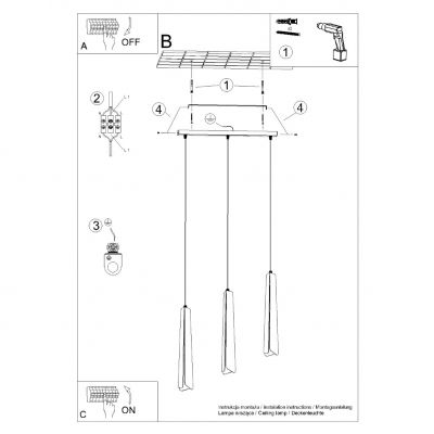 Lampa wisząca PRYSM 3L czarna (SL.1402)