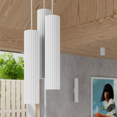 Lampa wisząca potrójna ryflowana KARBON biały SL.1538 Sollux  (SL.1538)