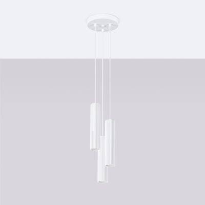 Lampa wisząca potrójna ryflowana KARBON biały SL.1538 Sollux  (SL.1538)