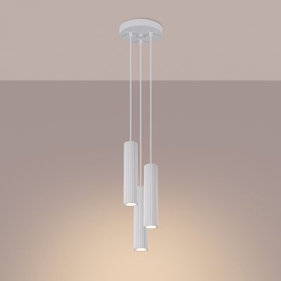 Lampa wisząca potrójna ryflowana KARBON biały SL.1538 Sollux  (SL.1538)