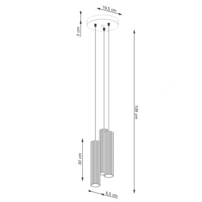 Lampa wisząca potrójna ryflowana KARBON beżowy SL.1595 Sollux  (SL.1595)
