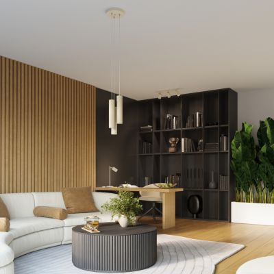 Lampa wisząca potrójna ryflowana KARBON beżowy SL.1595 Sollux  (SL.1595)