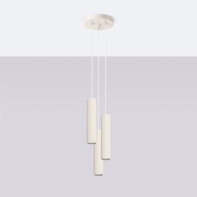 Lampa wisząca potrójna ryflowana KARBON beżowy SL.1595 Sollux  (SL.1595)