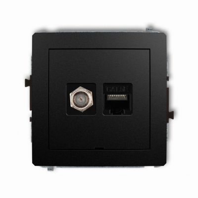 KARLIK DECO Gniazdo komputerowo-antenowe "F" + RJ45 kat. 5e Czarny mat 12DGFKBO-1 (12DGFKBO-1)