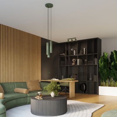 Lampa wisząca potrójna KARBON zielona oliwka SL.1614 Sollux  (SL.1614)