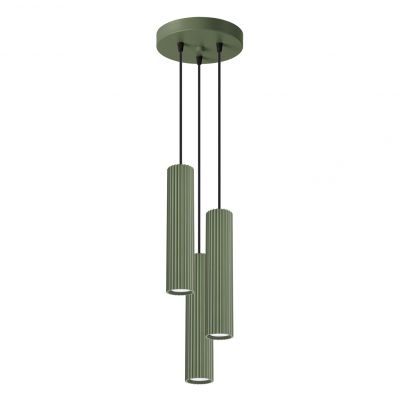 Lampa wisząca potrójna KARBON zielona oliwka SL.1614 Sollux  (SL.1614)