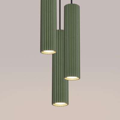 Lampa wisząca potrójna KARBON zielona oliwka SL.1614 Sollux  (SL.1614)