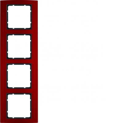 BERKER B.3 Ramka poczwórna aluminium czerwony/antracyt 10143012 HAGER (10143012)