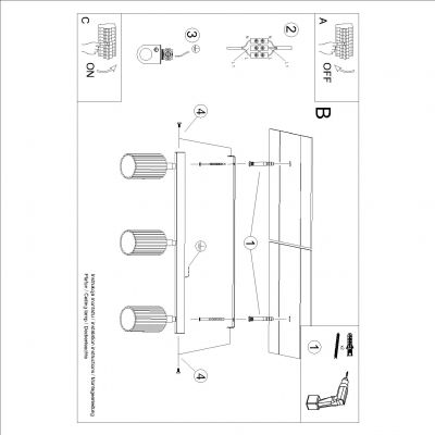 Plafon potrójny ryflowany KARBON taupe SL.1764 SOLLUX  (SL.1764)
