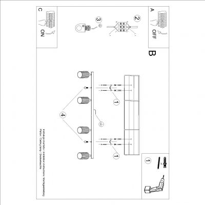 Plafon poczwórny ryflowany KARBON taupe SL.1765 SOLLUX  (SL.1765)