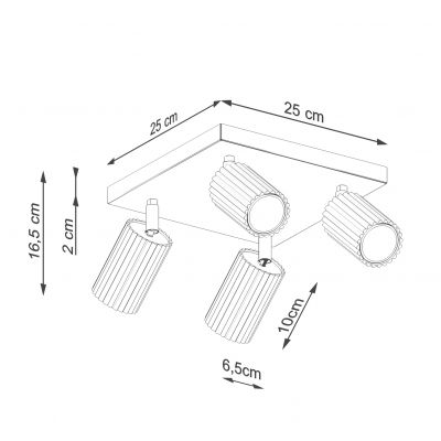 Plafon poczwórny ryflowany KARBON taupe SL.1769 SOLLUX  (SL.1769)
