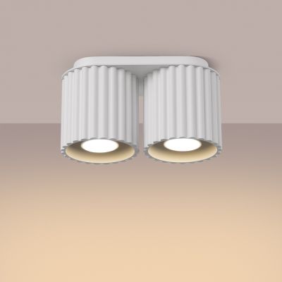 Plafon podwójny ryflowany AURA GU10 biały SL.1780 SOLLUX  (SL.1780)