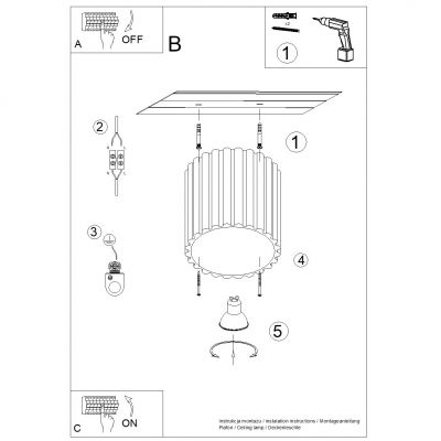 Plafon ryflowany AURA czarny GU10 czarny SL.1784 SOLLUX  (SL.1784)