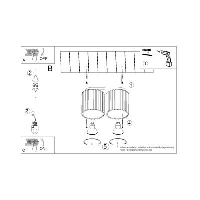 Plafon podwójny ryflowany AURA GU10 czarny  SL.1785 SOLLUX  (SL.1785)