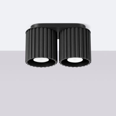 Plafon podwójny ryflowany AURA GU10 czarny  SL.1785 SOLLUX  (SL.1785)