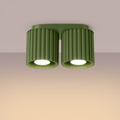 Plafon podwójny ryflowany AURA GU10 zielony oliwkowy SL.1795 SOLLUX  (SL.1795)