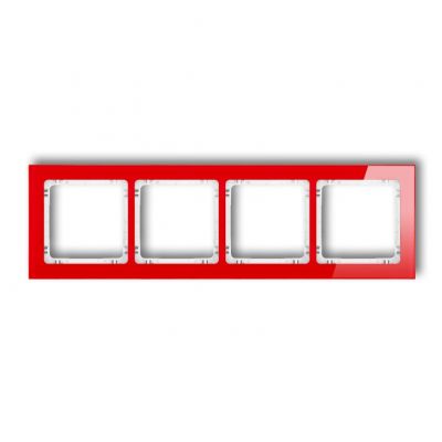 KARLIK DECO Ramka uniwersalna poczwórna - efekt szkła (ramka: czerwona; spód: biały) czerwony 17-0-DRS-4 (17-0-DRS-4)