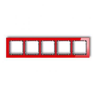 KARLIK DECO Ramka uniwersalna pięciokrotna - efekt szkła (ramka: czerwona; spód: grafitowy) czerwony 17-11-DRS-5 (17-11-DRS-5)