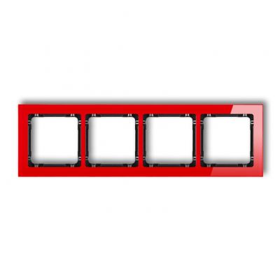 KARLIK DECO Ramka uniwersalna poczwórna - efekt szkła (ramka: czerwona; spód: czarny) czerwony 17-12-DRS-4 (17-12-DRS-4)