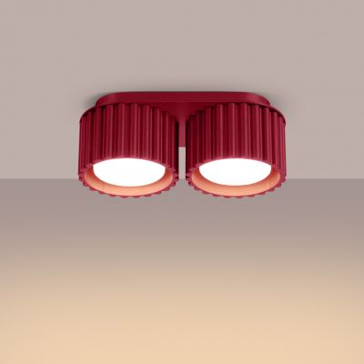 Plafon podwójny ryflowany AURA Gx53 burgundowy SL.1823 SOLLUX (SL.1823)