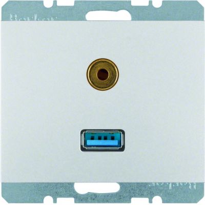 BERKER K.5 Gniazdo USB/3.5mm audio aluminium 3315397003 (3315397003)