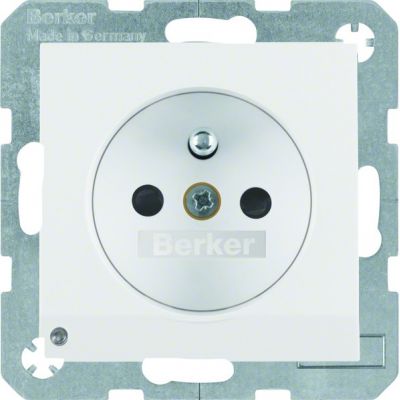 BERKER B.3/B.7 Gniazdo z uziemieniem i podświetleniem orientacyjnym LED, biały 6765101909 HAGER (6765101909)