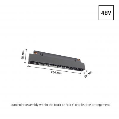 SYSTEM SHIFT GRID S oprawa lampa na szynoprzewód 204x23x42mm 12W 35st czarny WLD+40011 (WLD+40011)
