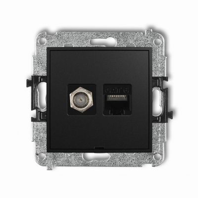 KARLIK ICON Gniazdo antenowe typu F (SAT) + gniazda komputerowe RJ45 kat. 6 czarny mat 12IGFKBO-3 (12IGFKBO-3)