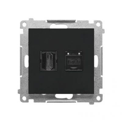 Simon 55 Gniazdo HDMI + RJ45 kat.6 Czarny mat TGHRJ45.01/149 (TGHRJ45.01/149)