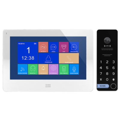 Zestaw wideodomofonowy, bezsłuchawkowy kolor, LCD 7&quot;, dotykowy, menu OSD, pamięć, gniazdo na kartę S ORNO (OR-VID-EX-1062/W)