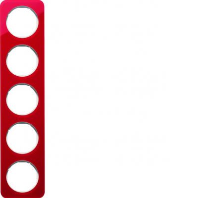 BERKER R.1 Ramka pięciokrotna akryl czerwony przezroczysty/biała 10152349 HAGER (10152349)