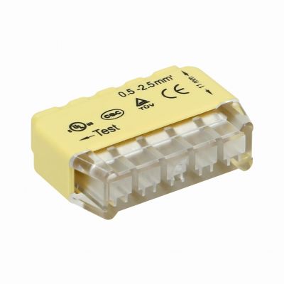 Złączka instalacyjna wciskana 5-przewodowa;Na drut 0,75-2,5mm2; IEC 300V/24A 50 szt. ORNO (OR-SZ-8004/5/50)