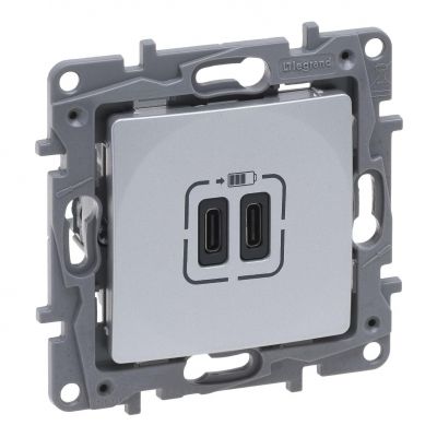 Niloe Selection - Gniazdo 2Xusb Typ C+C - 3A Aluminium 762195 LEGRAND (762195)