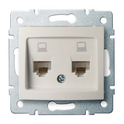 DOMO Gniazdo komputerowe podwójne niezależne 2x RJ45Cat 5e Jack kremowe 011410003 24814 KANLUX (24814)