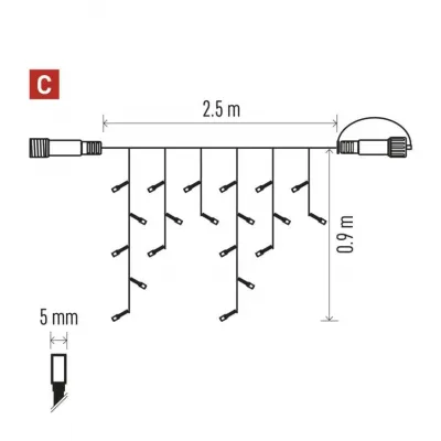 Sople lampki łączone standard 100LED 2,5 m zimna biel + zimna biel miga IP44 timer EMOS (D1CC02)