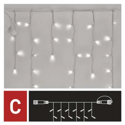 Sople lampki łączone standard 100LED 2,5 m zimna biel + zimna biel miga IP44 timer EMOS (D1CC02)