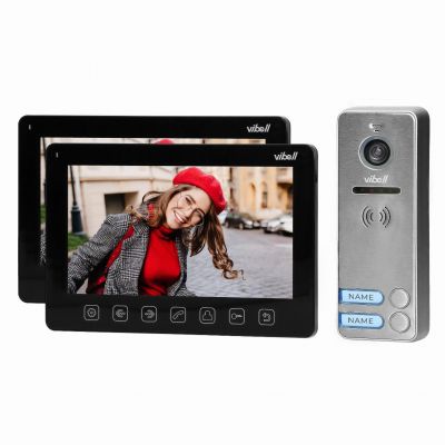 Zestaw wideodomofonowy 2-rodzinny, bezsłuchawkowy, kolor, LCD 7 cal menu OSD, sterowanie bramą, czarn ORNO (OR-VID-EX-1063/B)
