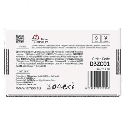 Dekoracje - 120 LED nano łezki z panelem solarnym, miedź, 12 m, IP44, zimna biel, timer EMOS (D3ZC01)