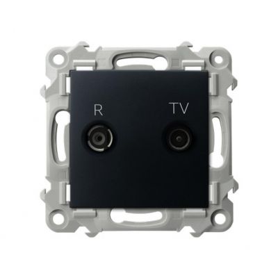 SZAFIR Gniazdo RTV przelotowe 16-dB - kolor czarny metalik (GPA-16ZP/m/33)
